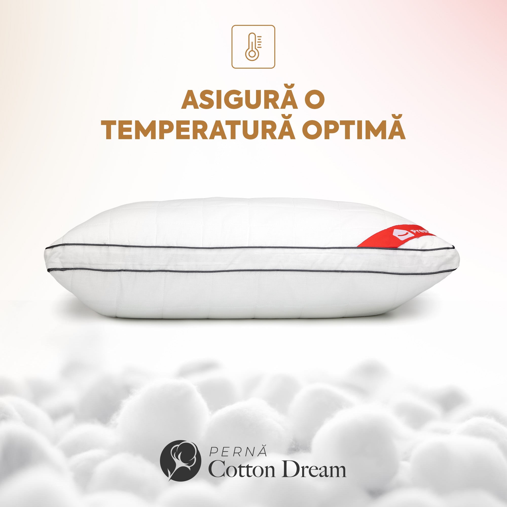 Pernă Cotton Dream cu microfibră, husă bumbac, 50x70 cm-Pernă-Prestige Home-Prestige Home