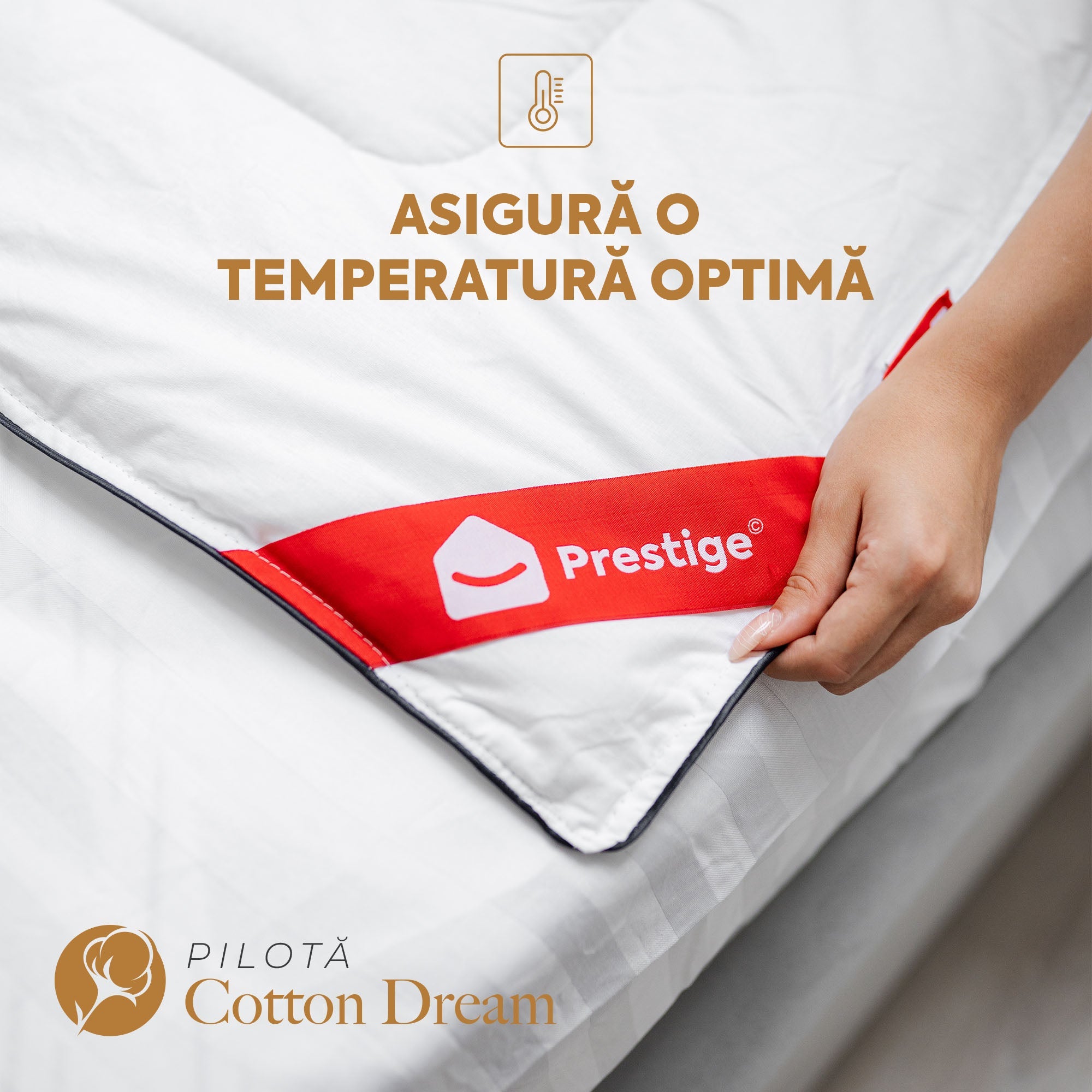 Pilotă Cotton Dream cu microfibră, husă bumbac, 200x200 cm-Pilotă-Prestige Home-Prestige Home
