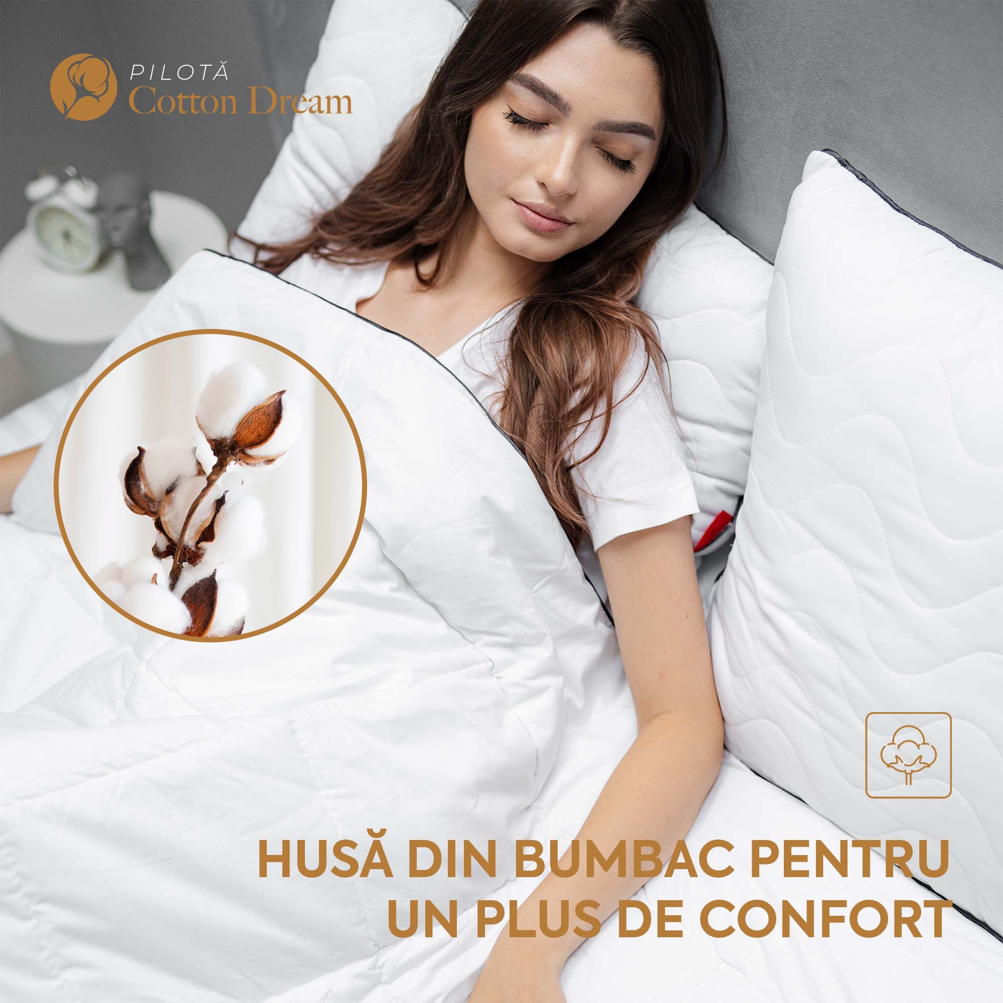 Pilotă Cotton Dream cu microfibră, husă bumbac, 200x200 cm-Pilotă-Prestige Home-Prestige Home