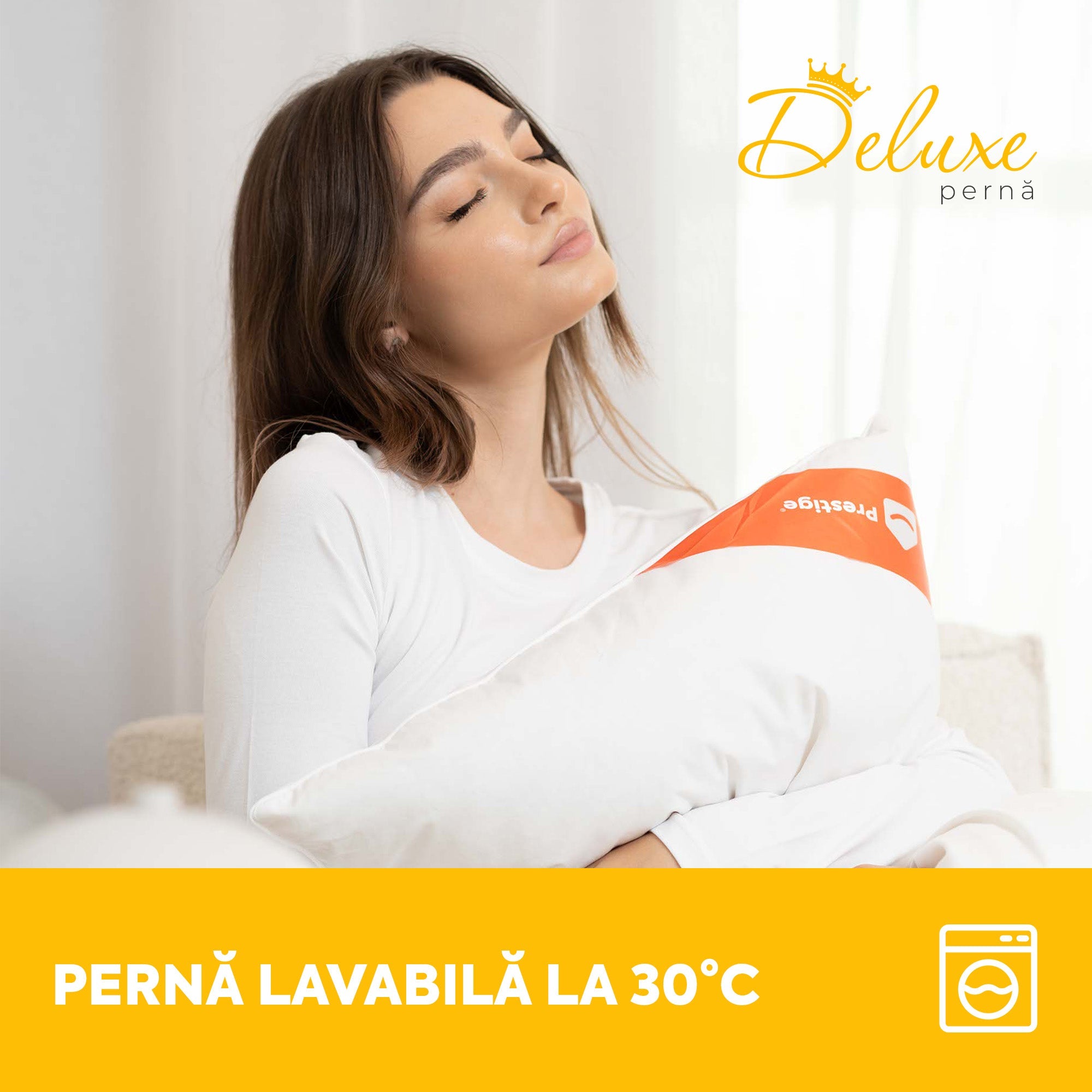 Pernă Deluxe cu pene și puf de gâscă, husă bumbac, 50x70 cm-Pernă-Prestige Home-Prestige Home