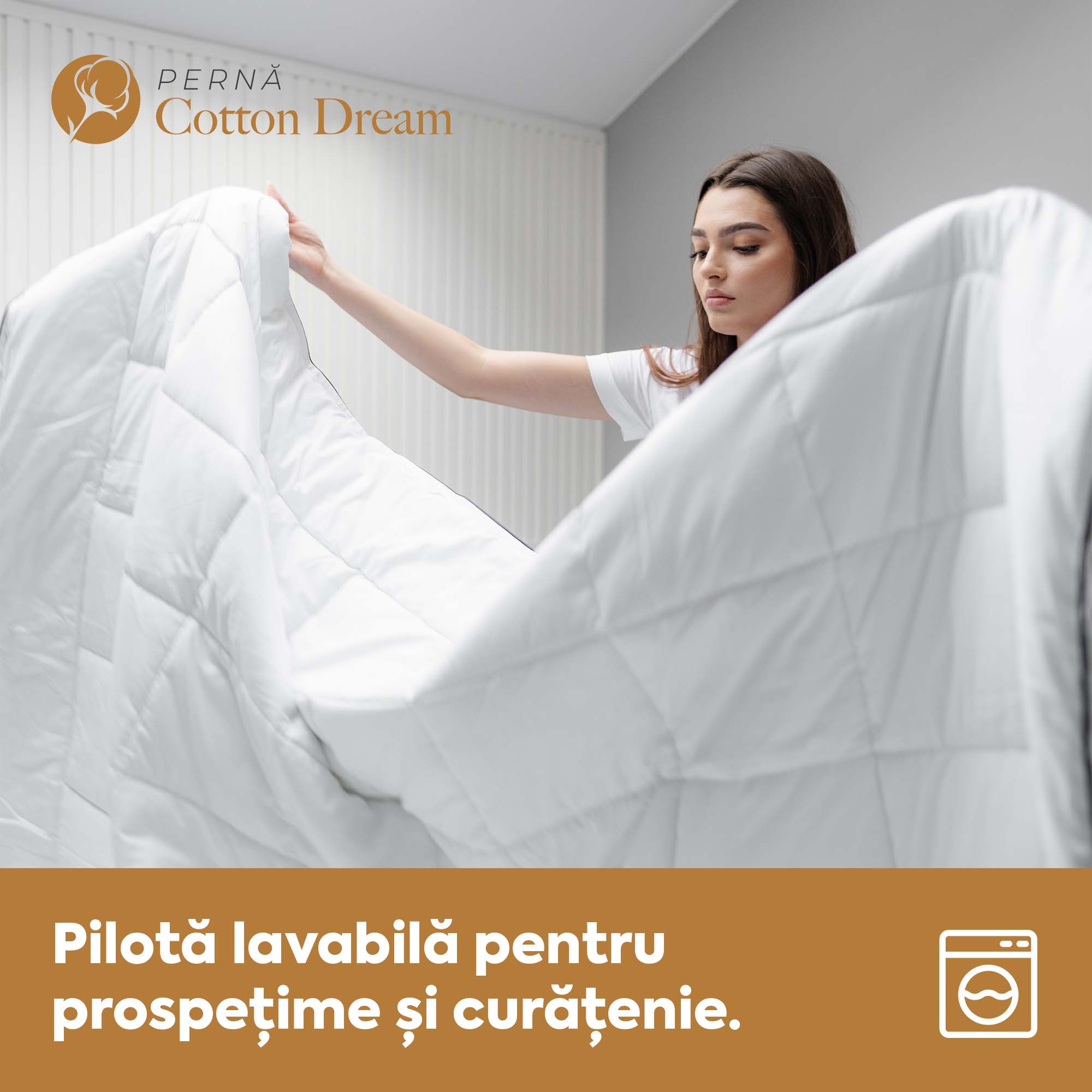Pilotă Cotton Dream cu microfibră, husă bumbac, 200x200 cm-Pilotă-Prestige Home-Prestige Home