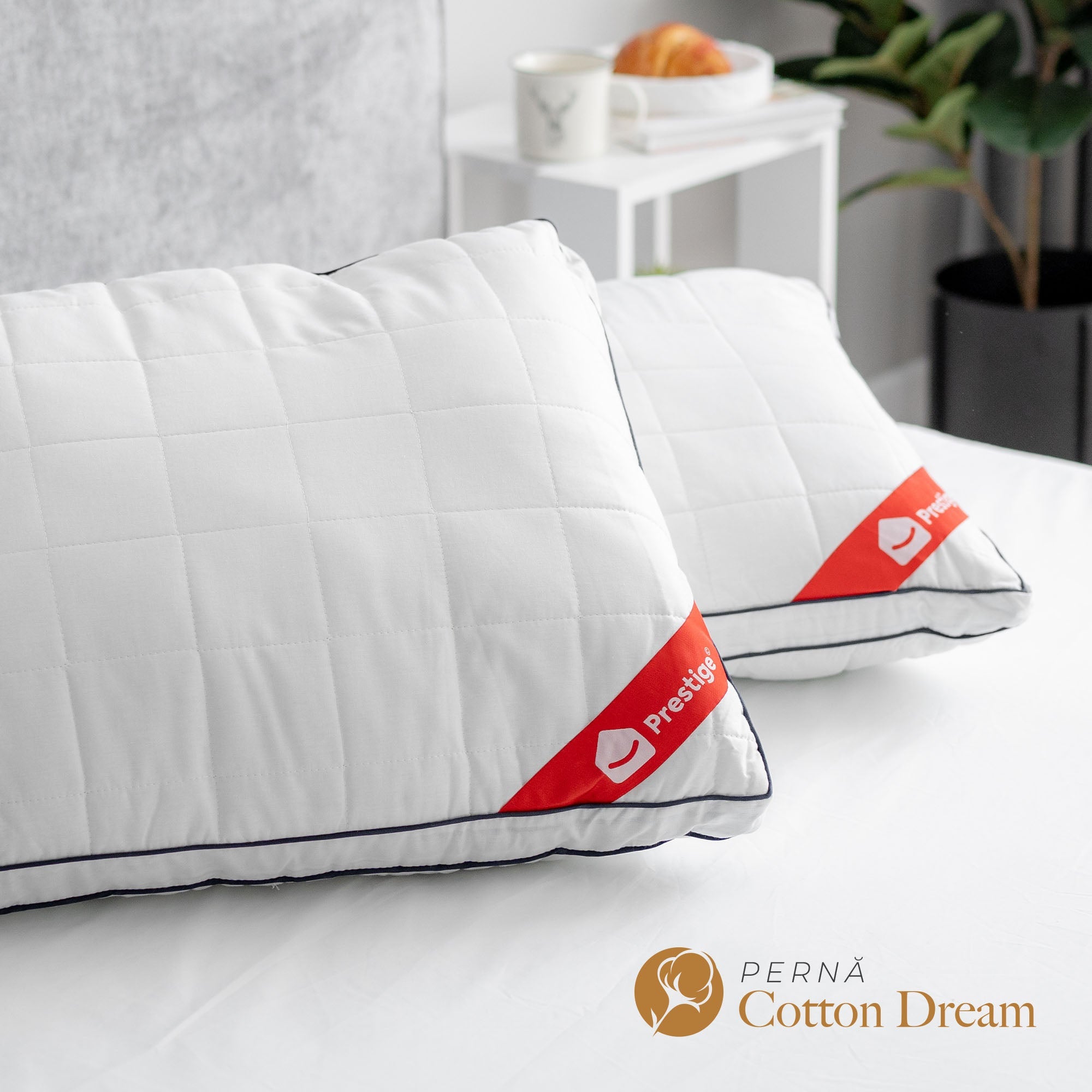 Pernă Cotton Dream cu microfibră, husă bumbac, 50x70 cm-Pernă-Prestige Home-Prestige Home