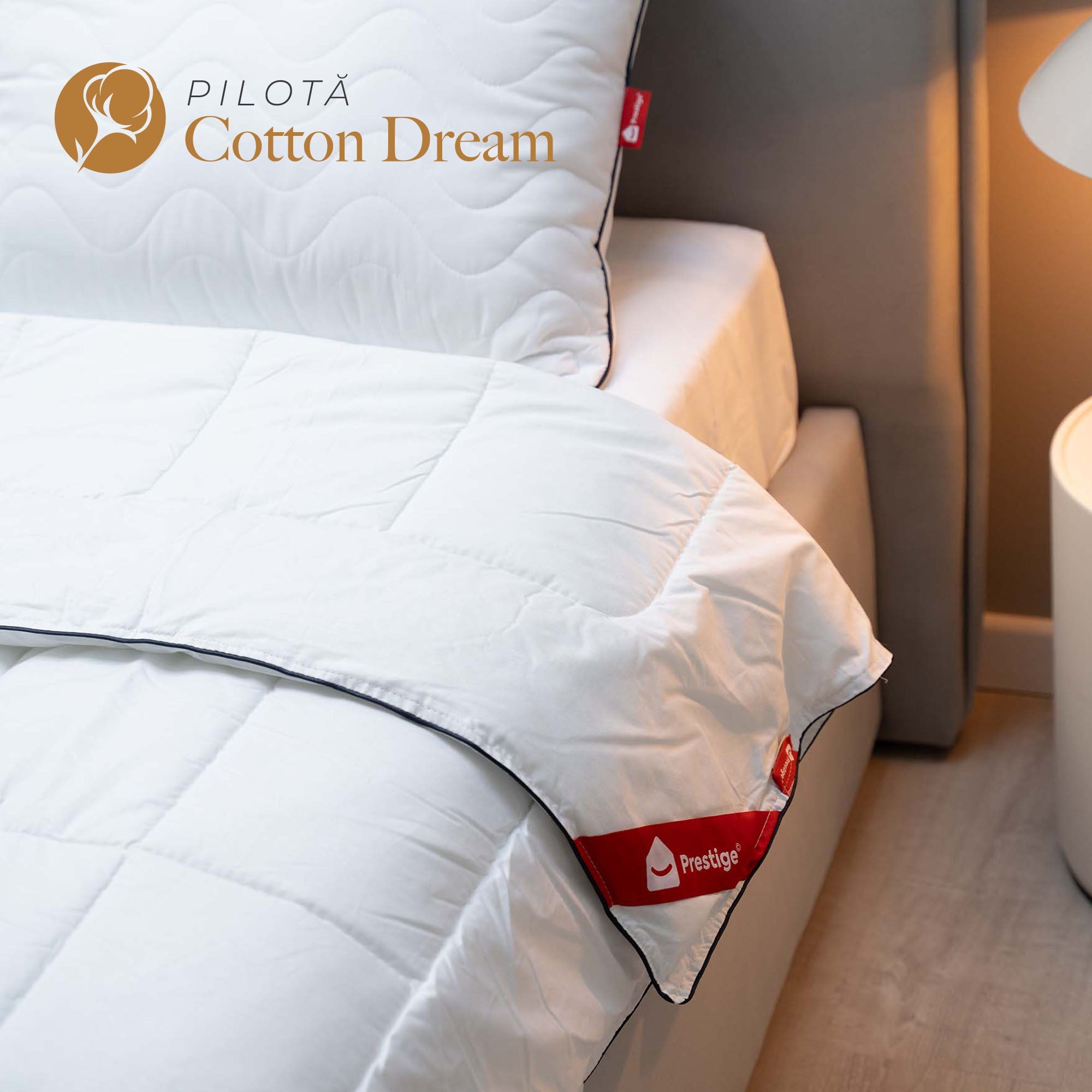 Pilotă Cotton Dream cu microfibră, husă bumbac, 140x200 cm-Pilotă-Prestige Home-Prestige Home