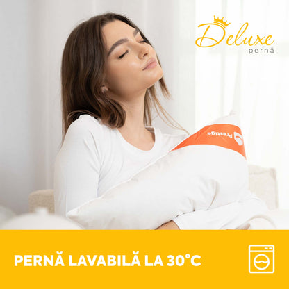 Pernă Deluxe cu pene și puf de gâscă, husă bumbac, 50x70 cm-Pernă-Prestige Home-Prestige Home