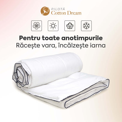Pilotă Cotton Dream cu microfibră, husă bumbac, 200x200 cm-Pilotă-Prestige Home-Prestige Home